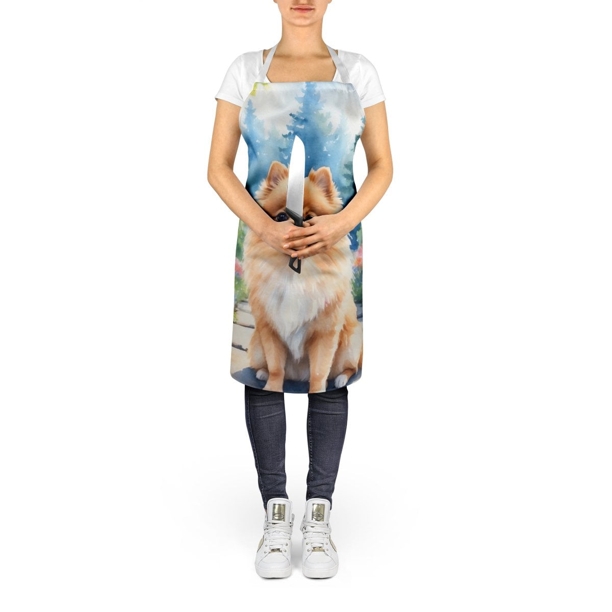 Pomeranian Spring Path Apron 27 in x 30 in