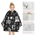 thumbnail image 6 of Halloween Skeleton Fun Pattern Blanket Hoodies for Kids 6-13YR Oversize Wearable Blanket Hoodies for Boys Girls Teens, 6 of 7