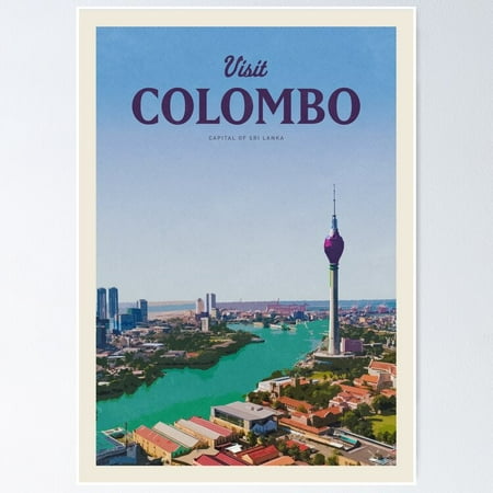 Poster Visit Colombo - No Framed, Vintage Wall Art, Trendy Retro Print, Positive Quote Poster, Room Decor, Wall Art, Poster Only