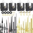 thumbnail image 1 of 4 Long Shaft Clock Movements Clock Hands Mechanism High Torque Mechanism with 8 Different Pairs of DIY Clock Repair Parts Replacement, Hooks and Nails, for Clock Repair Replacement, Gold and Black, 1 of 7