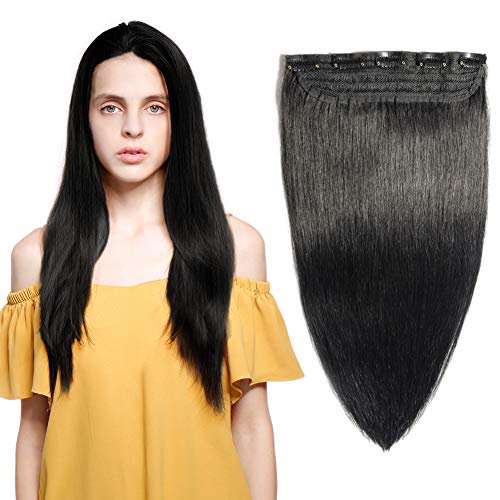 100 Remy Clip In Human Hair Extensions 1 Jet Black 16 22inch