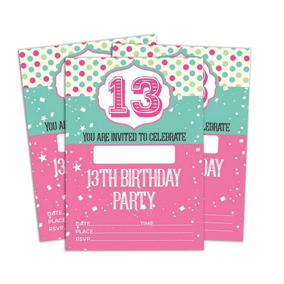 Darling Souvenir Multicolor Birthday Invitation Card Printable Fill or Write In Blank Invites Party Supplies Pack Of 28 5 x 7 Inches