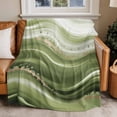 thumbnail image 2 of Abstract Fluid Art Flannel Blanket for Bed,Travel and Camping, Retro Green Gradient Oil Painting Super Soft Cozy Blanket for All Seasons 60"x80", 2 of 7