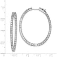 thumbnail image 4 of Sterling Silver Rhodium-Plated Cz Hinged Oval Hoop Earrings (42 X 34) Made In Indonesia qe7996, 4 of 5