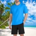 thumbnail image 2 of StSilkitty Mens 2 Piece Tracksuit Sets Solid Color Short Sleeve Crewneck T Shirts and Shorts Outfits Running Athletic Set, 2 of 6