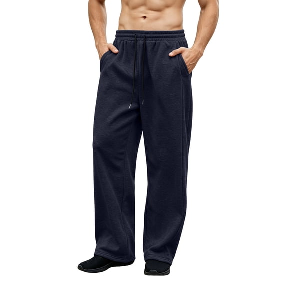 GSPCLAM Mens Sweatpants Stright Leg Loose Fit Drawstring Elatic Waist Pants Daily Outdoor Walking Casual Sweatpants Dark Blue S