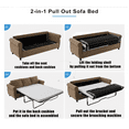 thumbnail image 5 of Muumblus Queen Size Pull Out Sofa Bed, 2-in-1 Convertible Sleeper Couches with Memory Foam Mattress, 3 Seat Sleeper Couch Beds for Living Room, Brown, 5 of 14