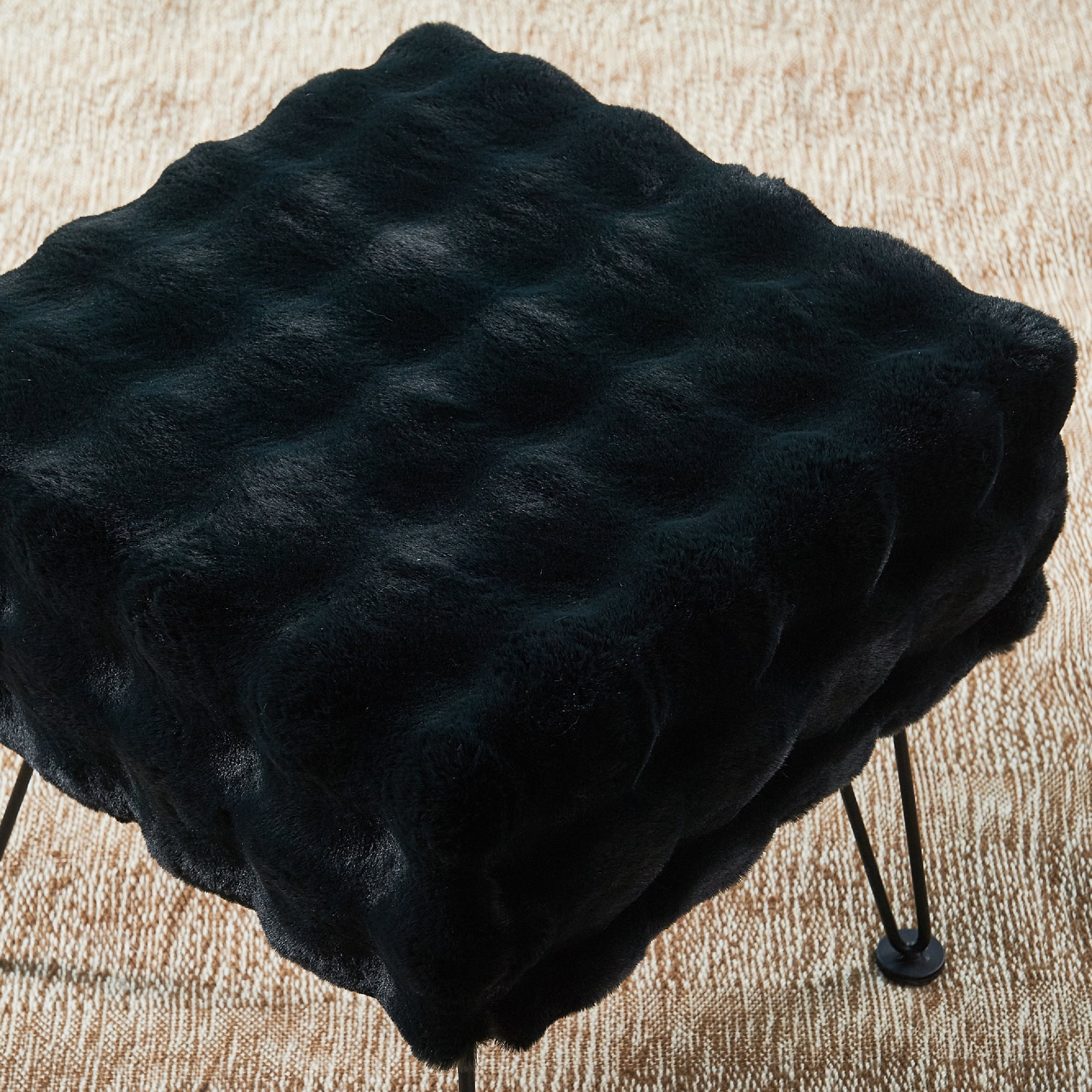 Home Soft Things Bubble Textured Stool Ottoman - Black - 17'' x 17'' x 17''