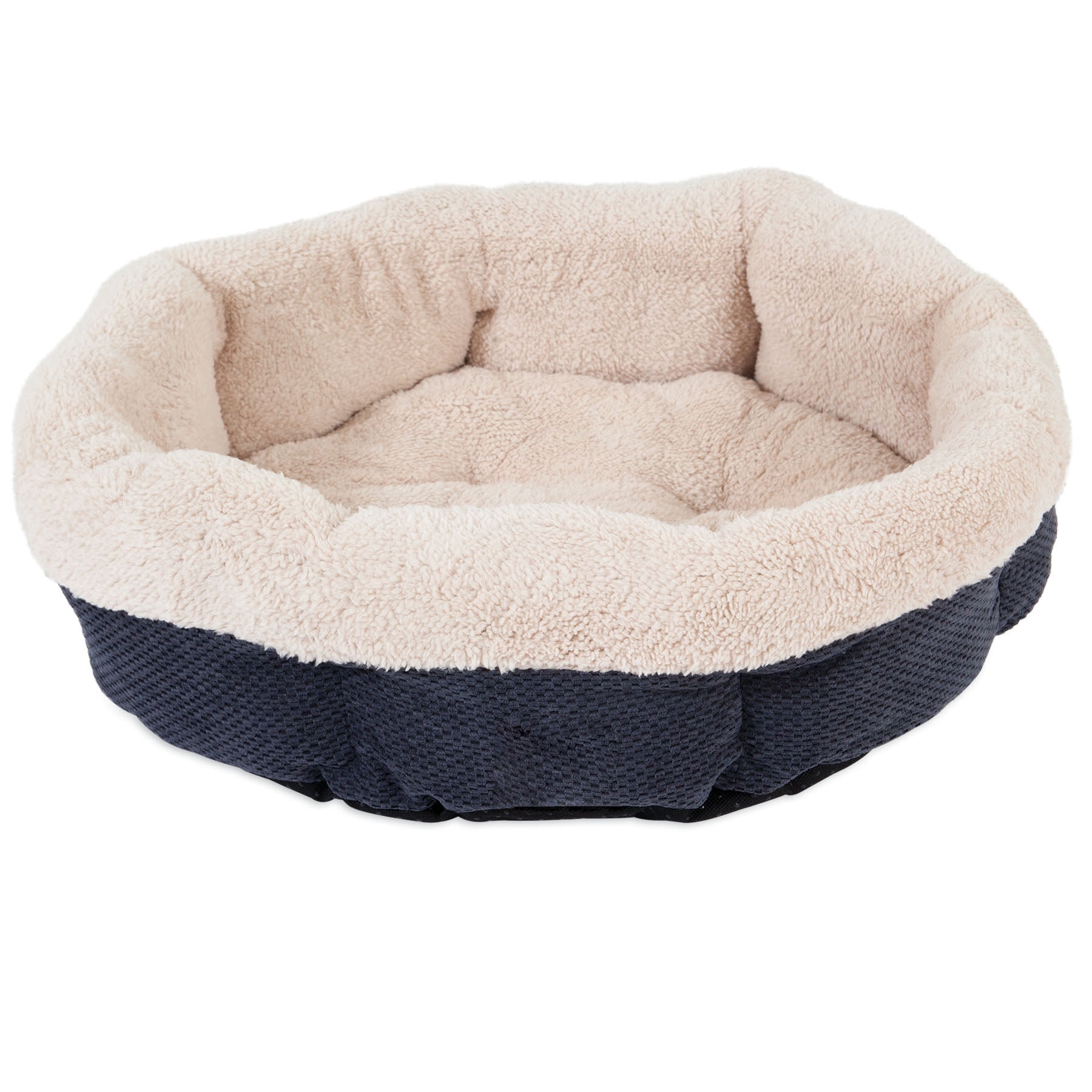 Snoozzy Mod Chic Round Pet Dog Bed, Shearling Black, 21''