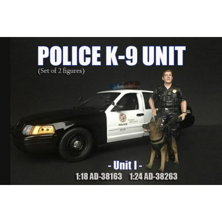 Police Officer K9 Dog Unit I, Black - American Diorama 38163 - 1/18 Scale Figurine - Diorama Accessory