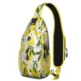 thumbnail image 1 of Cute Summer Lemon Print Sling Backpack, Bright Yellow Fruit Design Crossbody Daypack with Retro Vintage Floral Patterns, Lightweight and Durable, 1 of 2