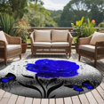 thumbnail image 4 of Round Area Rug 6 Ft, Blue Rose Washable Non-Slip Circle Carpet for Living Room/Bedroom, Flower Raindrops Butterfly Grey Art Low-Profile Indoor Mats Collection Rugs for Residential, 4 of 8