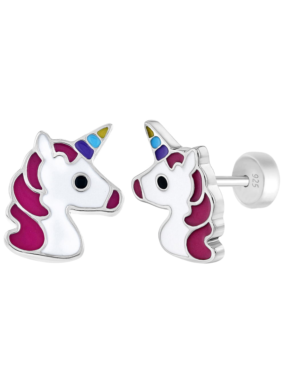 925 Sterling Silver Pastel Unicorn Enamel Pendant Necklace Animals Kids Girls 