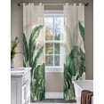 thumbnail image 4 of Palm Leaves Tropical Sheer Curtains 63 Inch Length 2 Panels Set for Living Room/Bedroom, Green Botanical Summer Linen Kitchen Curtains Grommet Semi-Sheer Curtains Drapes Window Treatments 42"x63"x2, 4 of 7