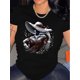 thumbnail image 1 of Women's Casual Crew Neck T-Shirt with Beauty Portrait Print, Short Sleeves, All-Season Polyester Top, 1 of 7
