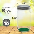 thumbnail image 5 of Mason Jars with Lids 16 oz. Set of 10, Bulk Pack - Glass Jars for Overnight Oats, Candies, Fruits, Pickles, Spices, Beverages - Green, 5 of 5