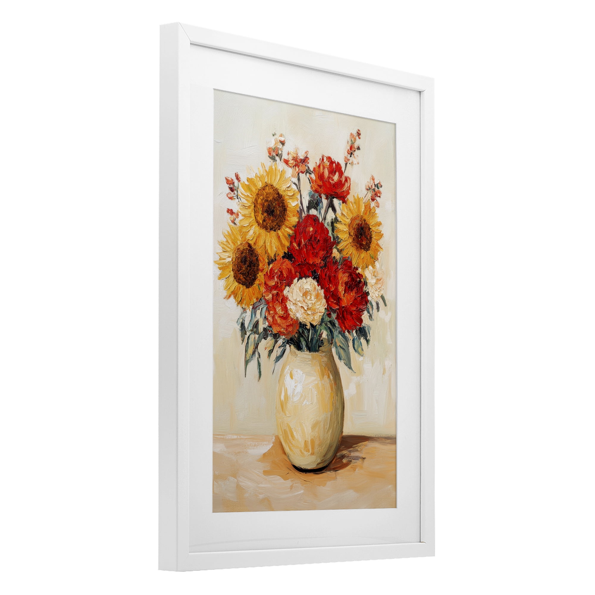 Charming Bouquet of Fall White Framed Print Under Glass, design by Petal Prints Design