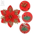 thumbnail image 5 of Gustave 24Pcs Christmas Glitter Poinsettia Artificial Flowers Christmas Wreath Tree Decor Xmas Party Ornaments Garlands DIY with Clips and Stems, 6.3 inch, 5 of 10