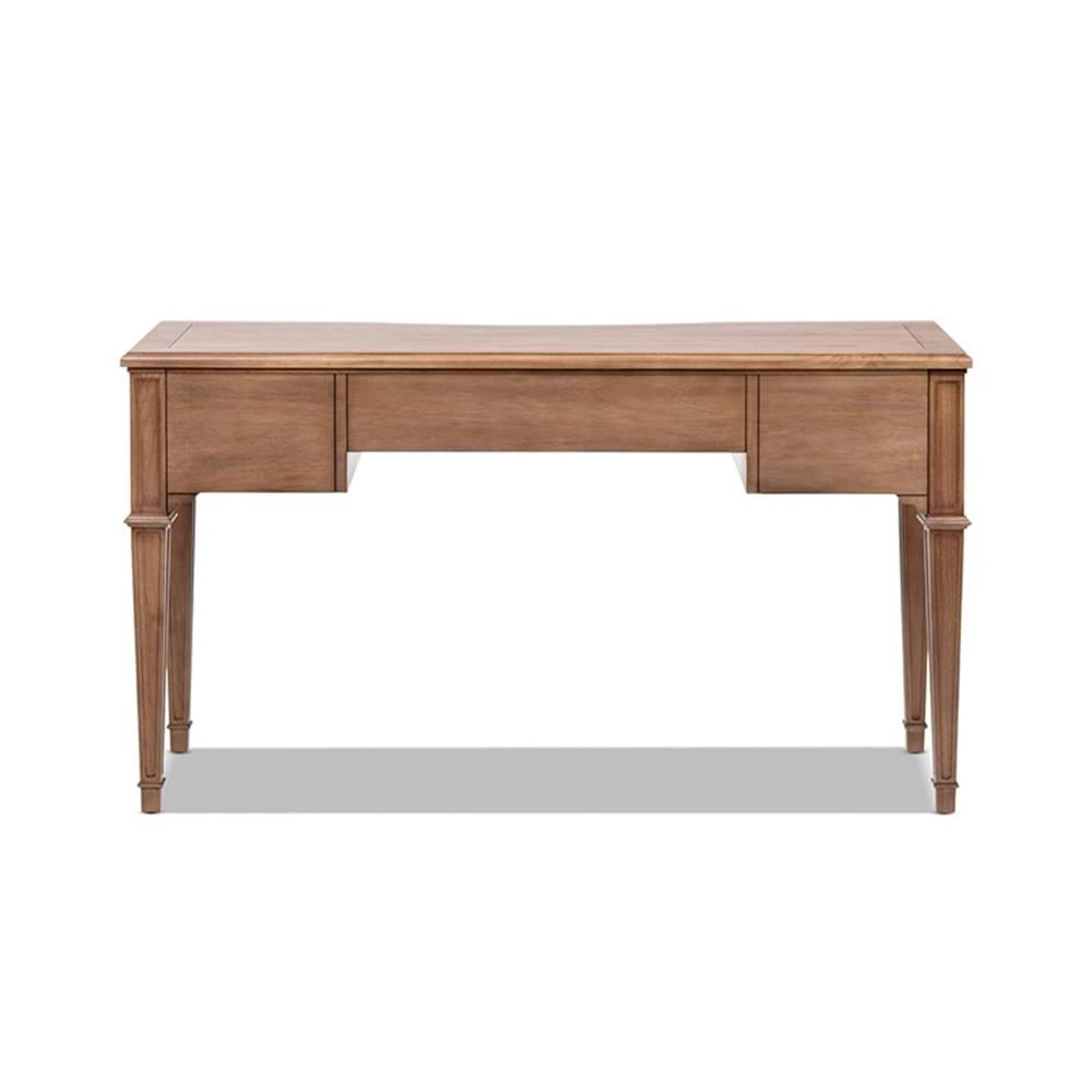 Scranton & Co 55" 3-Drawer Wood Executive Desk in Brown Rubber Wood & Veneer