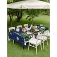 thumbnail image 3 of Outdoor Tablecloth with Umbrella Hole and Zipper, Blue Christmas Rectangle Table Cloth 52x70 Inch Waterproof Tablecloth, Xmas Christmas Tree Snowflake Picnic Table Cover for Patio Camping, 3 of 7