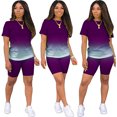 thumbnail image 5 of Fjuchai Women's Tie-Dye T-Shirts Jogger Set Casual Short-Sleeved Crewneck Tops and Shorts Two-Piece Summer Tracksuit Outfits, 5 of 9