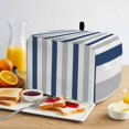thumbnail image 2 of Navy Blue Grey Stripe Toaster Cover 2 Slice, Modern Farmhouse Vertical Striped Dustproof Bakeware Oven Protector with Top Hook, Waterproof Small Kitchen Appliance Toasters Dust Cover, 12"x7.5"x8", 2 of 9