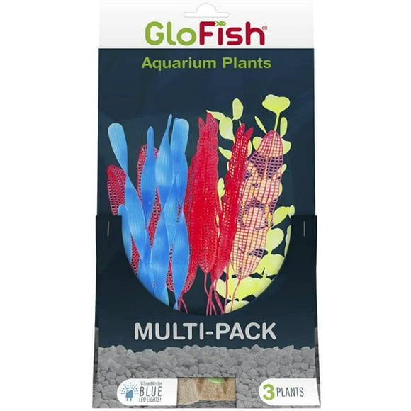 GloFish Aquarium Plant Multi-Pack Yellow, Blue, and Orange
