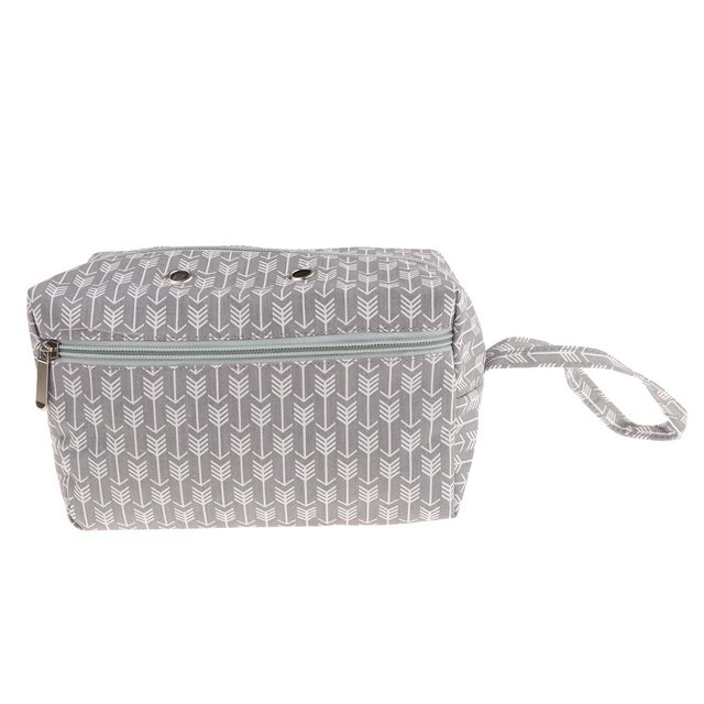 Bolsa de almacenamiento de tejido de ganchillo de gran capacidad con orificios de alimentación para organizador de herramientas de tejido de de Gris pequeño Baoblaze Crochet Knitting Totes Case