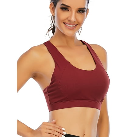 FANNYC Seamless Backless Sports Bra Wirefree Yoga Criss Cross Bra with Removable Pads Yoga Gym Activity Everyday Wear for Women