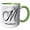 Green/White, variant on 3drose, White Marble Monogram M - Murphy, 11oz Mug