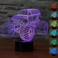 thumbnail image 1 of FYBTO Abstractive 3D Optical Illusion Monster Truck Colorful Lighting Effect Touch Switch USB Powered LED Decoration Night Light Desk Lamp, 1 of 5