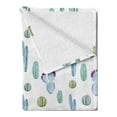 thumbnail image 2 of Cactus Soft Flannel Fleece Throw Blanket, Blue Botanic Desert Flowers Spikes Pattern Types of Sand Flower Art Desgin Print, Cozy Plush for Indoor and Outdoor Use, 70" x 90", Blue, by Ambesonne, 2 of 5
