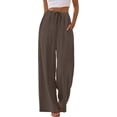 thumbnail image 3 of ZANKLEY Wide Leg Pants for Women Flowy Palazzo Drawstring Elastic Waist Trousers with Pockets Summer Beach Vacation Clothes, 3 of 12
