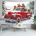 thumbnail image 4 of Red Truck Tapestry,Winter Snowy Forest Tapestries,Funny Dogs Farm Barn Vintage Rustic Wall Hanging for Bedroom Living Room Dorm,50X60Inches, 4 of 7