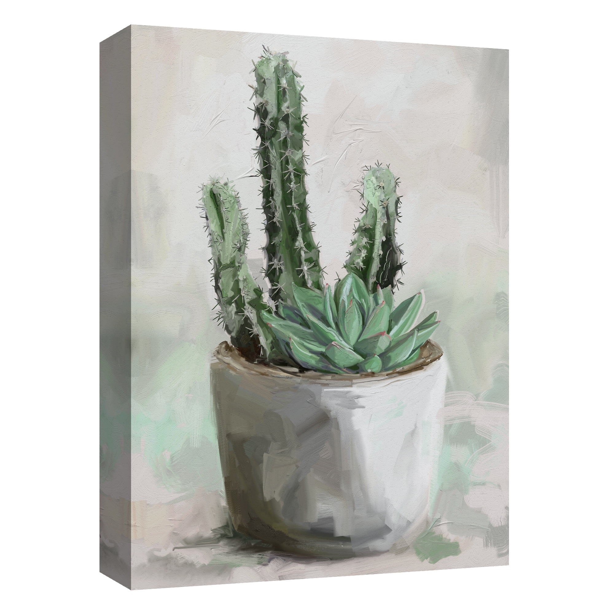 Masterpiece Art Gallery Desert Garden I & II Potted Cactus by Studio Arts Canvas Art Print