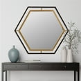 thumbnail image 5 of Creative Co-Op Hexagon 2-Tone Metal Framed Wall Mirror, Black and Gold, 5 of 5