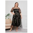 thumbnail image 2 of AURA Plus Size French Hepburn Lace Mesh Maxi Dress Elegant Embroidered Party Gown, 2 of 7