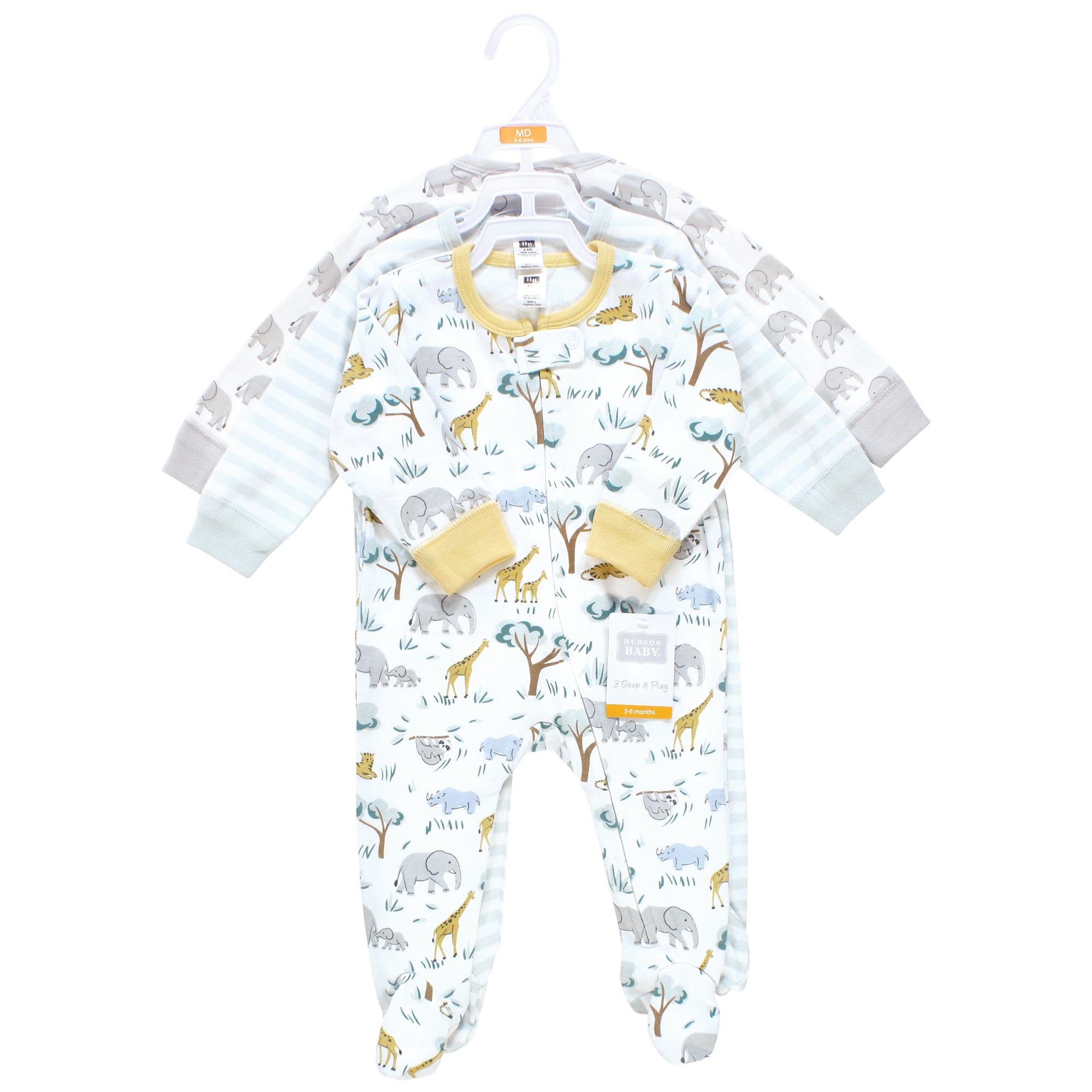 Hudson Baby Cotton Sleep and Play, Safari Friends, 6-9 Months