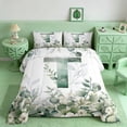 thumbnail image 2 of Manfei Watercolor Letter T Eucalyptus Flower Full Size Comforter Sets for Kids Boys and Girls, Botanical Print Bedding Sets, Gray Reversible 3-Piece, 1 Comforter and 2 Pillowcases, 2 of 6