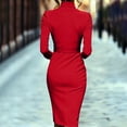 thumbnail image 5 of ClodeEU Women's Sexy Blazer Collar Bodycon Dress,Slim Pencil Skirt Dress ,Work Dresses Business Outfits Red,Womens Plus M, 5 of 6