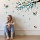 thumbnail image 4 of Calcomanías de pared de ciruelo azul con pájaros y mariposas, pegatinas de pared de vinilo con animales de acuarela para decoración de pared de bebé, guardería, dormitorio, aula, sala de estar., 4 of 9