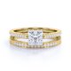 thumbnail image 3 of JeenMata Anillo de Compromiso Antiguo Sencillo con Banda Pavé de Diamantes de Talla Princesa - Oro Amarillo de 10 K, 3 of 6