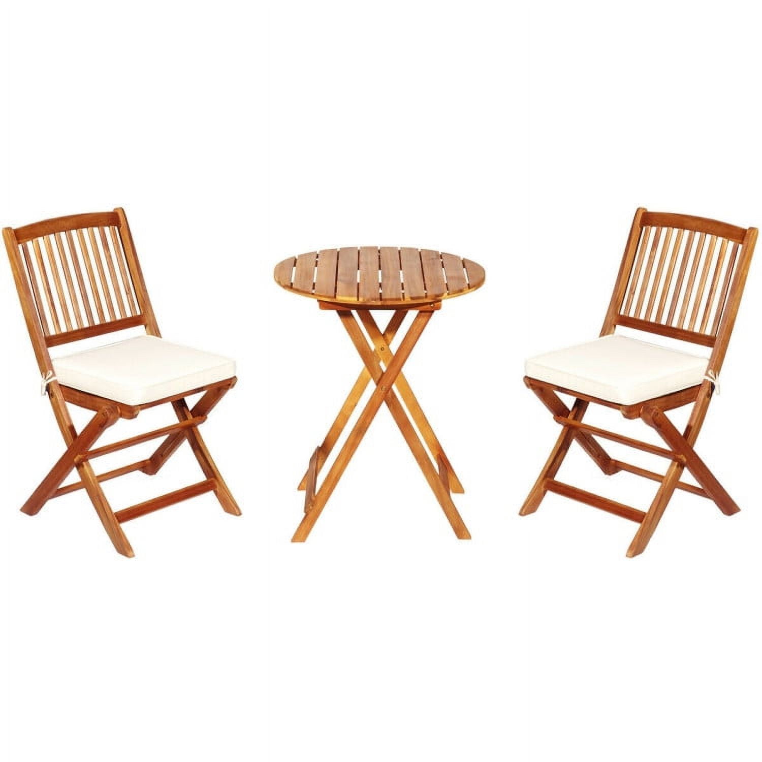 Aimee Lii 3 Pieces Patio Folding Bistro Set with Padded Cushion and Round Coffee Table, White