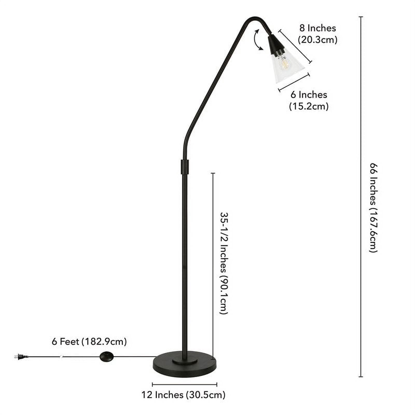 Evelyn&Zoe Challice Arc Floor Lamp with Glass shade in Blackened Bronze/Clear