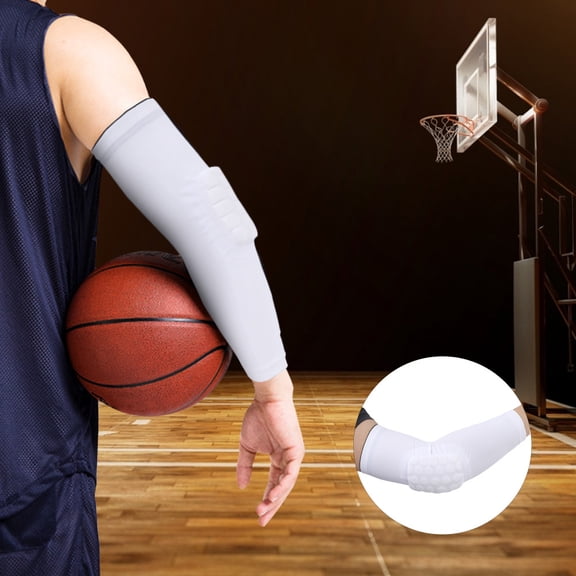 White XL Sports Safety Elbow Pads - Protective Guards for Basketball and Other Impact Sports