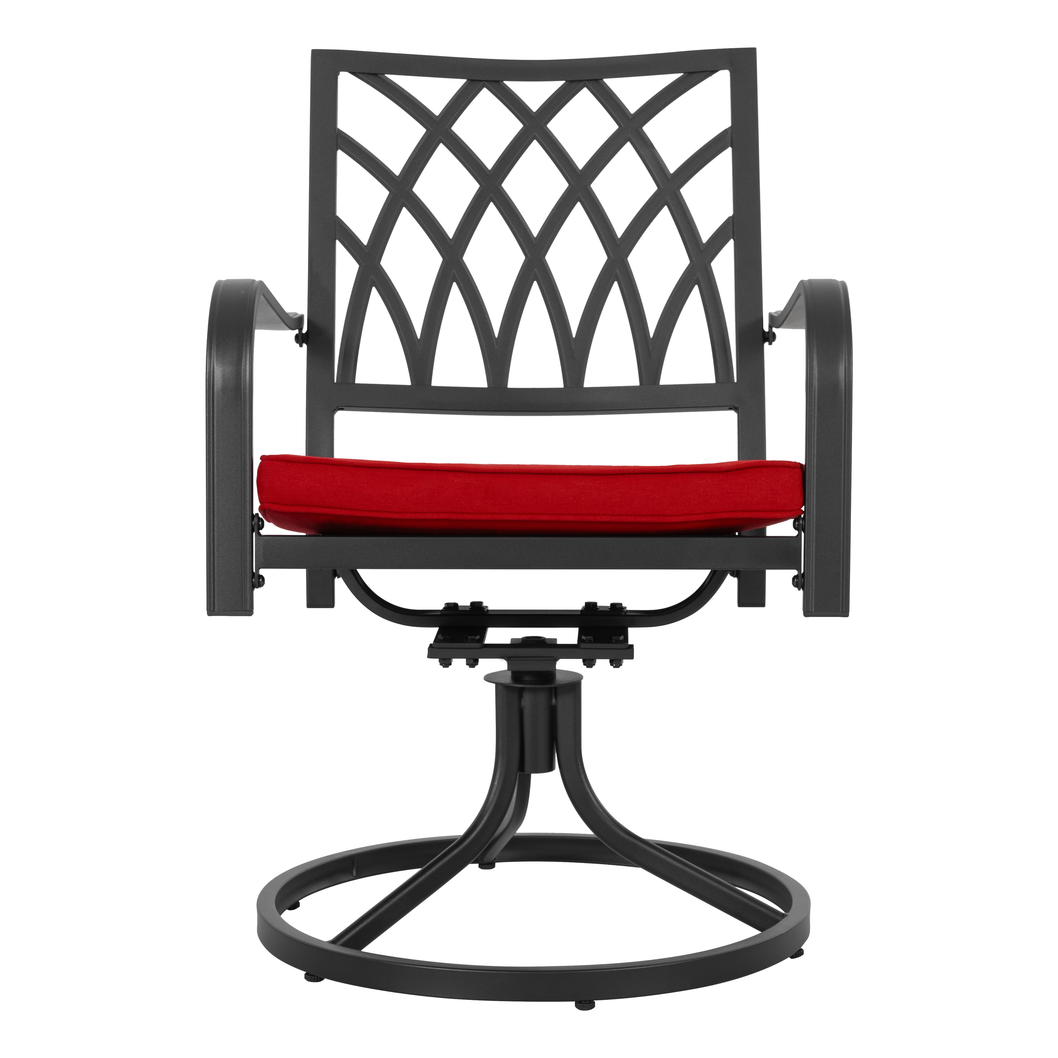 Nuu Garden Patio Swivel Chair Set of 2, Heavy Duty Outdoor Dining Chairs with Cushions, Metal Patio Chairs 360-Degree Swivel for Garden Lawn Porch Backyard, Black