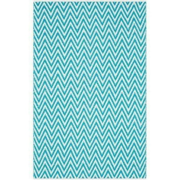 SAFAVIEH Montauk Siomha Chevron Cotton Area Rug, Turquoise/Ivory, 4' x 6'