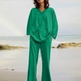 thumbnail image 6 of DTBPRQ 2 Piece Outfits Lounge Sets for Womens Plain Cotton Linen Set Loungewear Long Sleeve Tops and Joggers Sweatpants Sweats Track Suits Set, 6 of 7