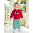 thumbnail image 5 of RUINIXCW Toddler Baby Boy Christmas Outfit Kids Baby Boy Fall Winter Clothes Excavator Tree Embroidery Long Sleeve Pullover Sweatshirt and Plaid Pants 2 Pcs Set, 5 of 9