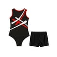 thumbnail image 4 of Linjinx Kids Girls Boys Ballet Dance Leotard with Shorts Set Gymnastics Bodysuit Unitard Biketard Red&Black 10, 4 of 5